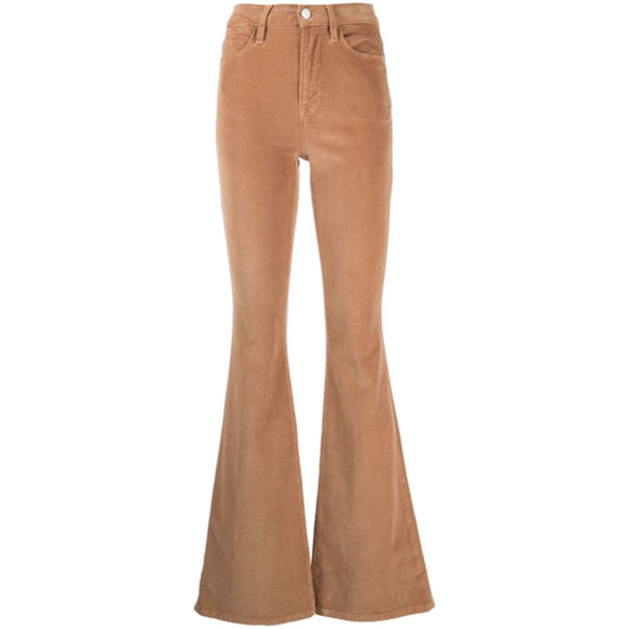FRAME Le High Flare Latte Corduroy Womens Retro Mid Rise Pants 24